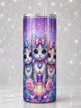 Kittens with Bows & Roses Tumbler